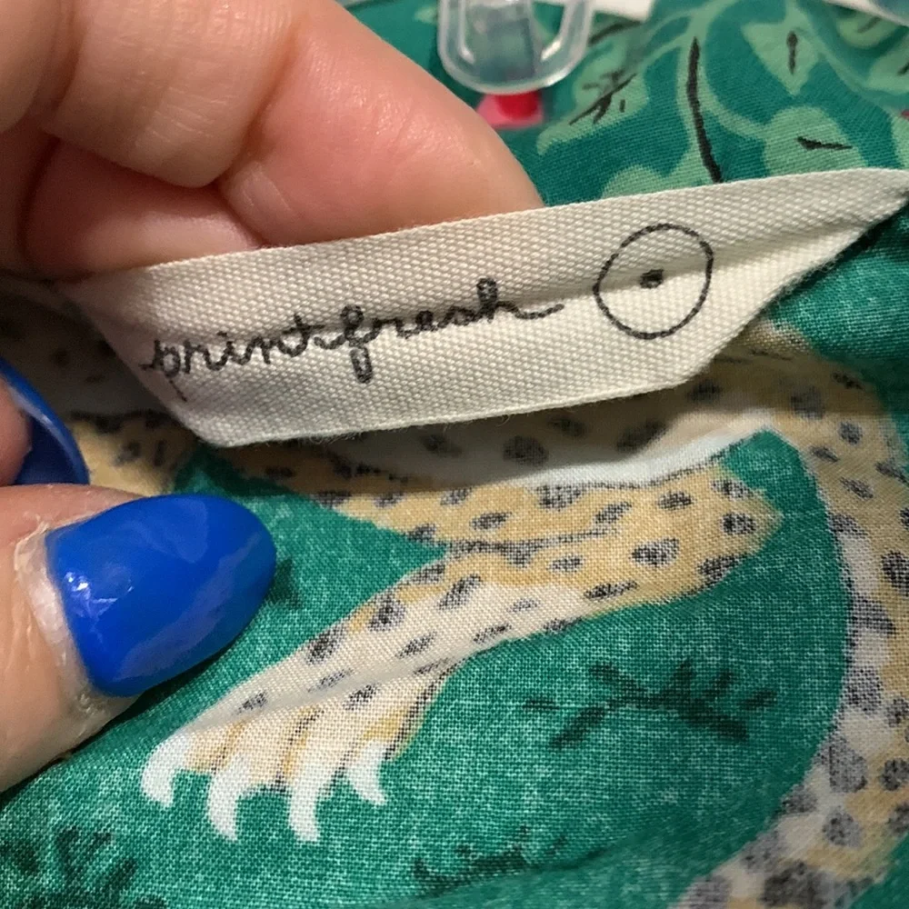 PRINTFRESH BAGHEERA ANIMAL LONG SLEEVE BUTTON DOWN PAJAMA SHIRT GREEN SMALL - Picture 3 of 5